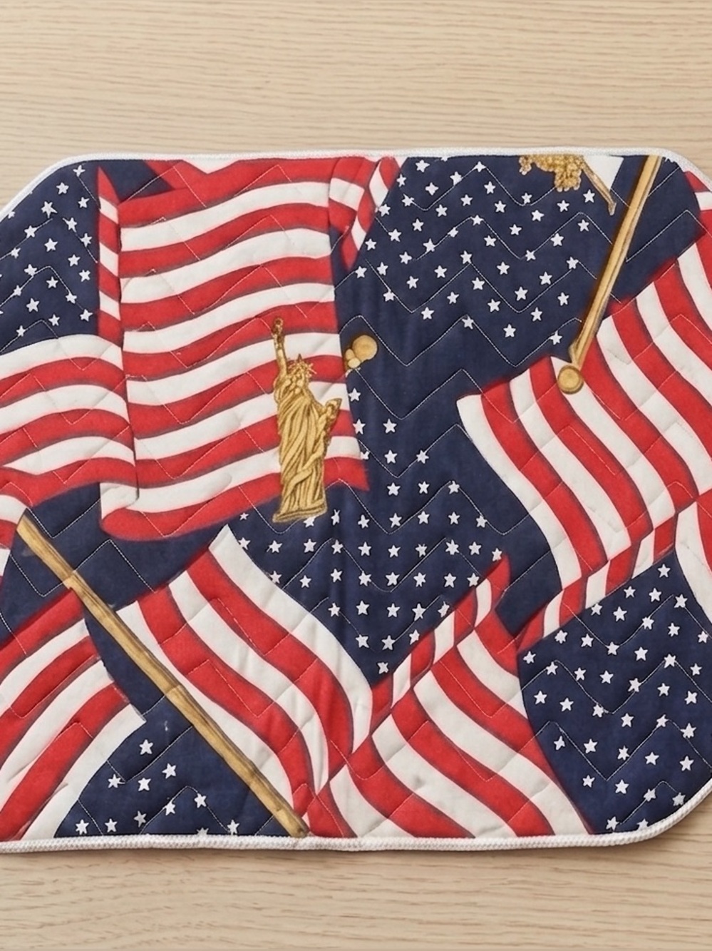 Vintage Patriotic Placemats Set of 4 American Flag Eagle Labor Day Decor